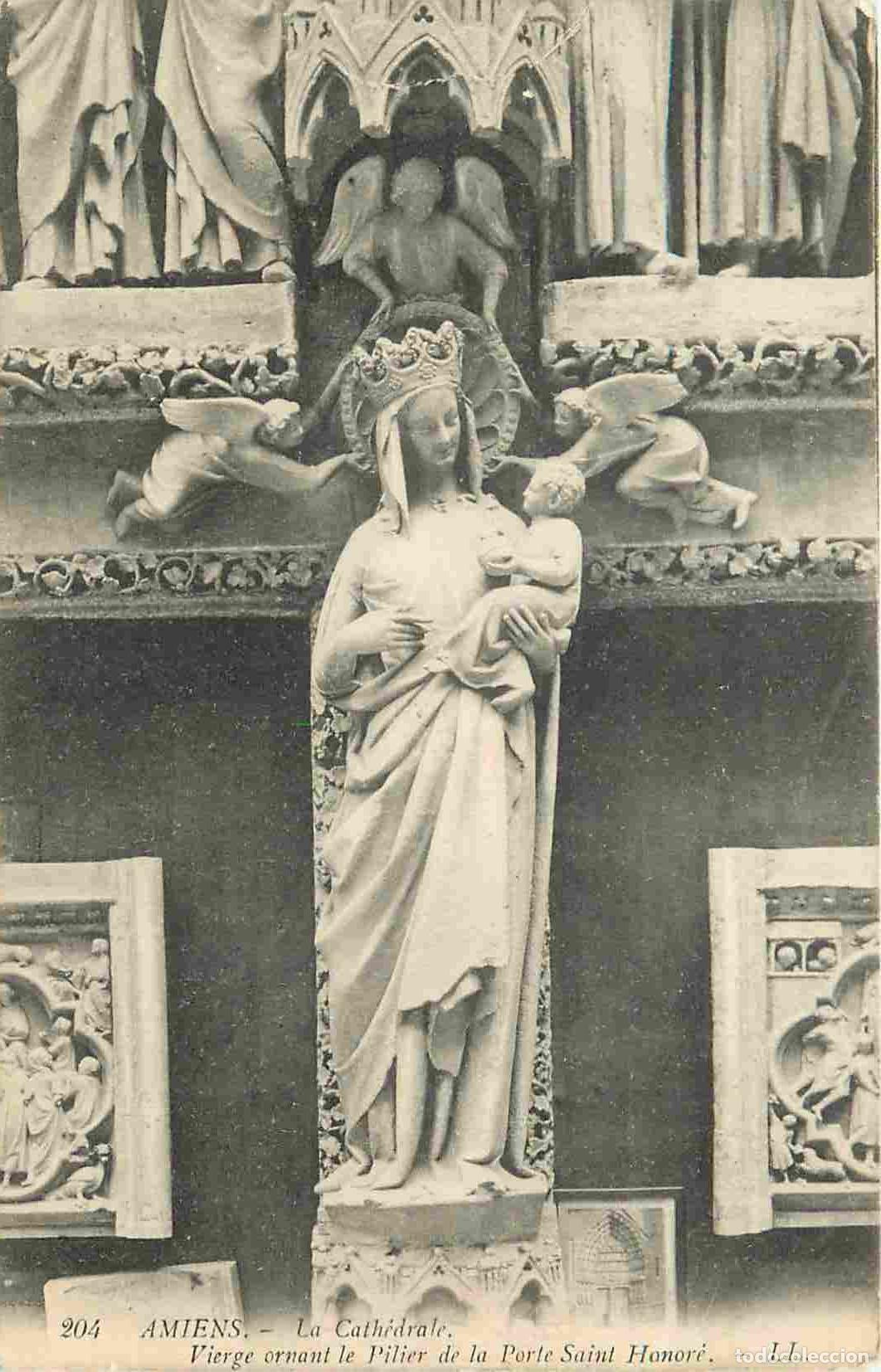 Postkarten: France - 80 - Amiens - int&eacute;rieur de la Cath&eacute;drale Notre Dame - Vierge ornant le Pilier de la Porte S