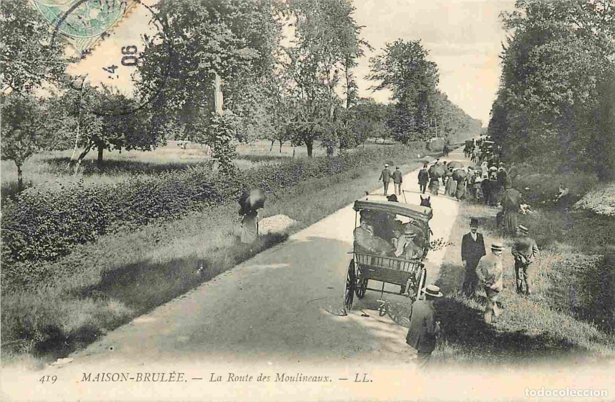 Postkarten: France - 76 - Maison Brul&eacute;e - La Route des Moulineaux - Anim&eacute;e - CPA - Oblit&eacute;ration ronde de 1906 -
