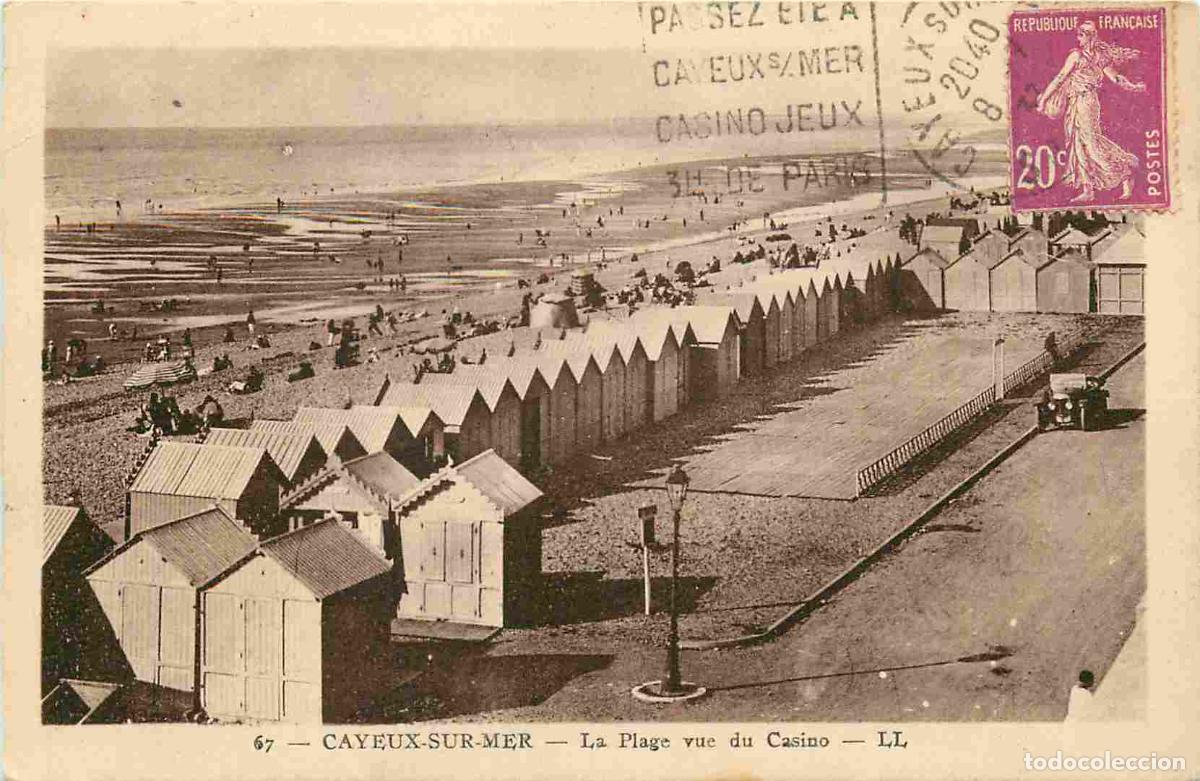 Postcards: France - 80 - Cayeux sur Mer - La Plage vue du Casino - Automobiles - CPA - Oblit&eacute;ration ronde de 19