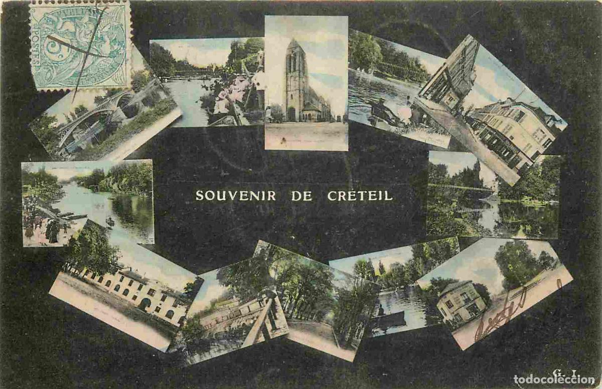 Cartes Postales: France - 94 - Cr&eacute;teil - Multivues - Coloris&eacute;e - Correspondance - CPA - Oblit&eacute;ration ronde de 1906 -