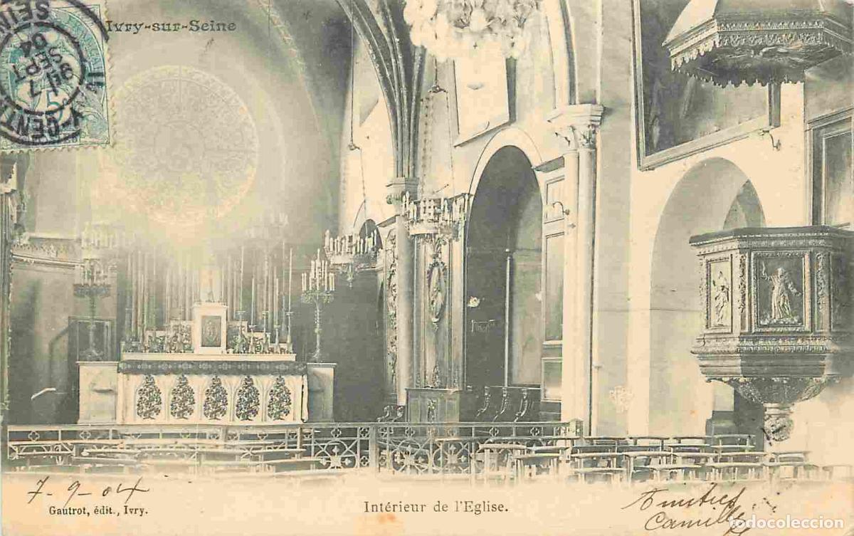 Cartes Postales: France - 94 - Ivry sur Seine - int&eacute;rieur de l'Eglise - Pr&eacute;curseur - CPA - Oblit&eacute;ration ronde de 1904