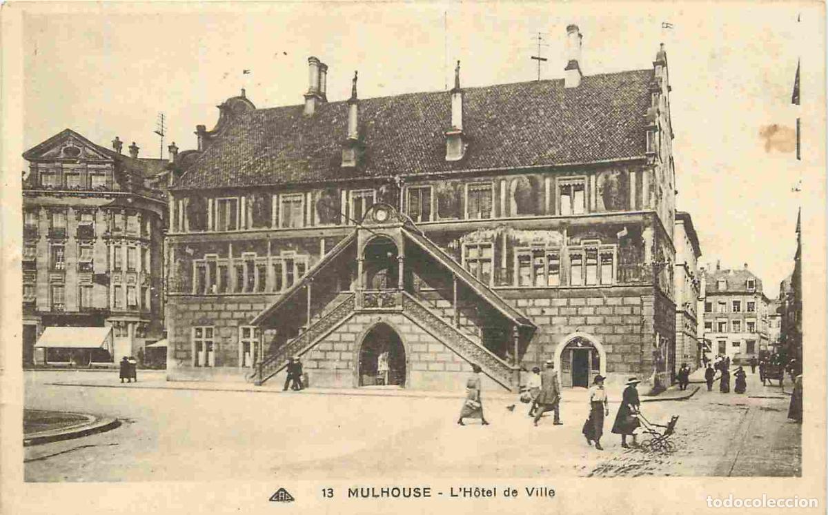 Cartes Postales: France - 68 - Mulhouse - L'H&ocirc;tel de Ville - Anim&eacute;e - Correspondance - CPA - Voyag&eacute;e en 1938 - Voir S