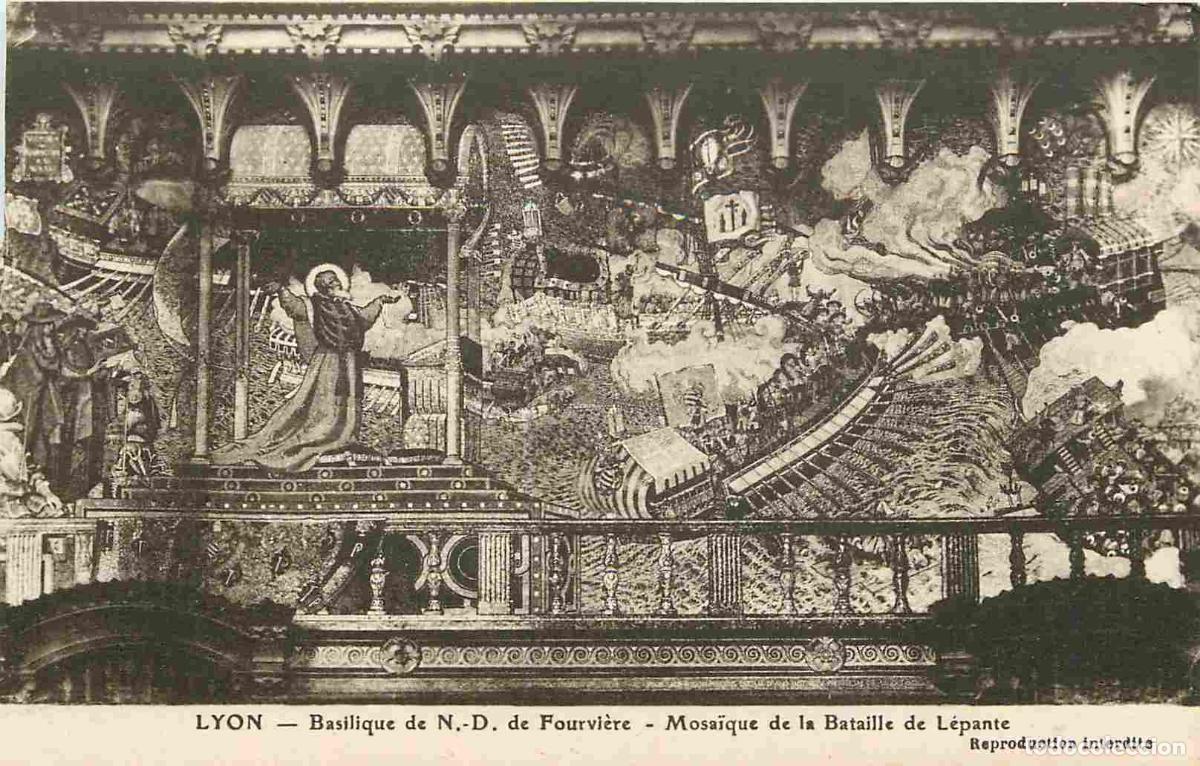 Postcards: France - 69 - Lyon - int&eacute;rieur de la Basilique Notre Dame de Fourvi&egrave;re - Mosa&iuml;que de la Bataille de