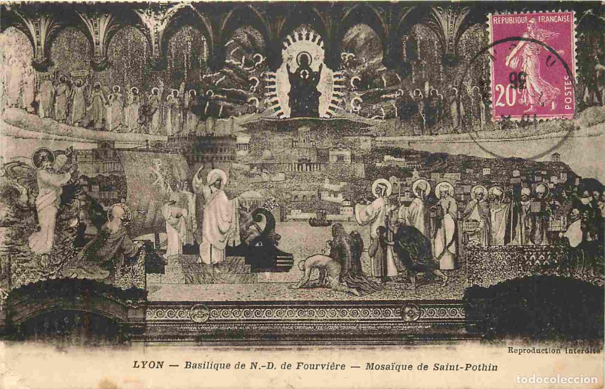 Postcards: France - 69 - Lyon - int&eacute;rieur de la Basilique Notre Dame de Fourvi&egrave;re - Mosa&iuml;que de Saint-Pothin -