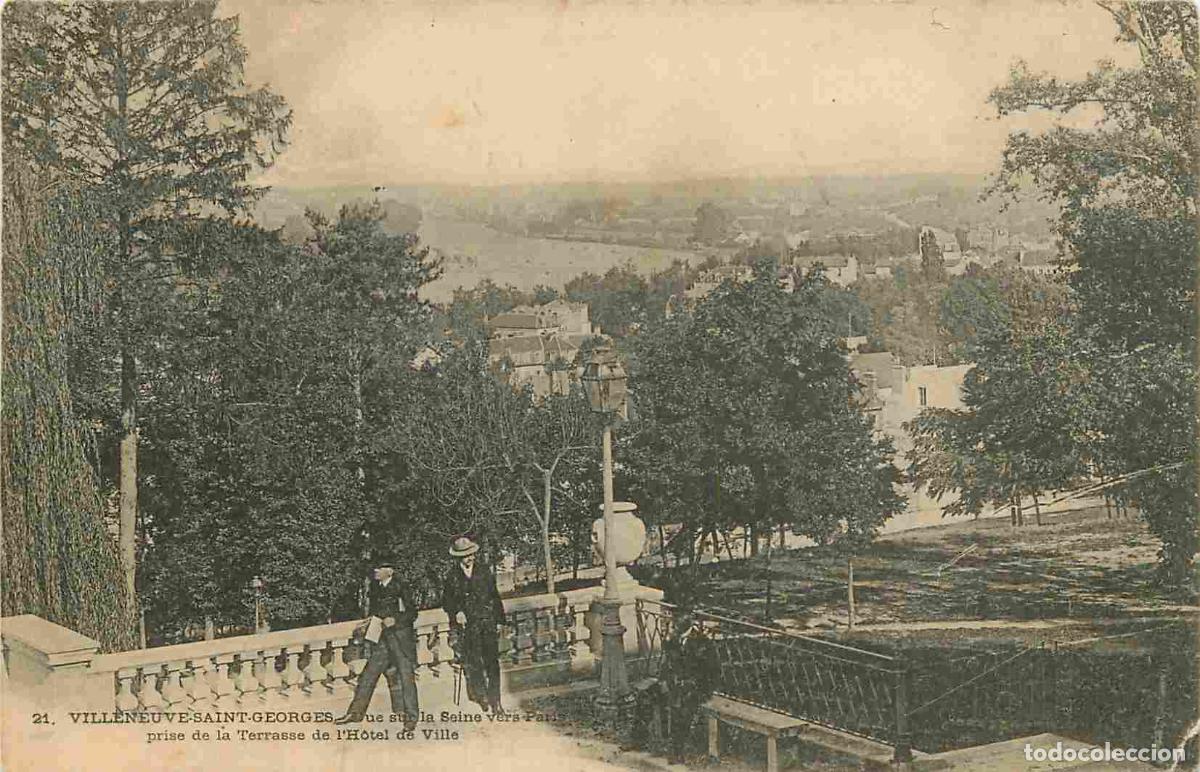Postcards: France - 94 - Villeneuve Saint Georges - Vue sur la Seine vers Paris prise de la terrasse de l'Hotel
