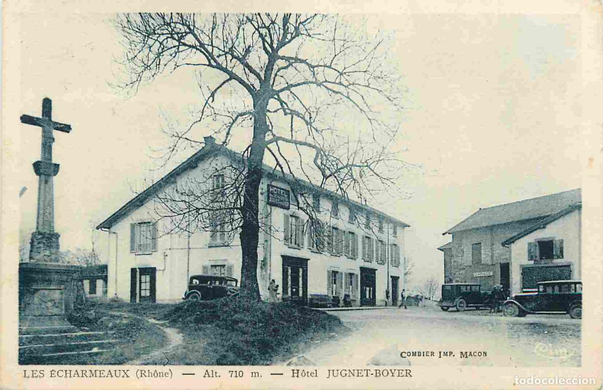 Postais: France - 69 - Les Echarmeaux - Hotel Jugnet-Boyer - Anim&eacute;e - Automobiles - CPA - Oblit&eacute;ration ronde