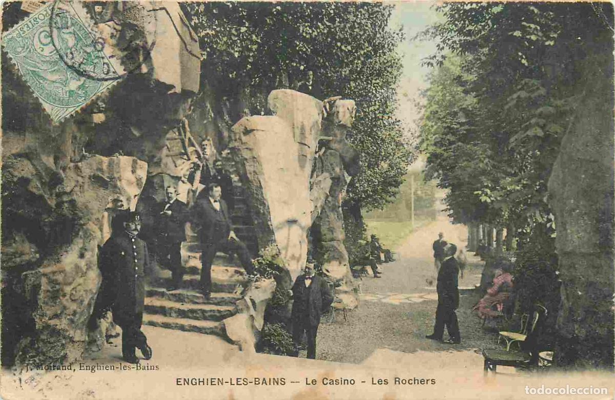 Postais: France - 95 - Enghien les Bains - Le Casino - Les Rochers - Anim&eacute;e - Coloris&eacute;e - CPA - Oblit&eacute;ration