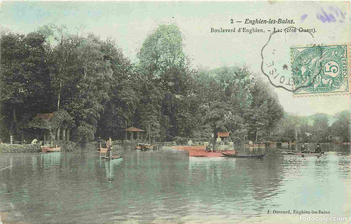 Postais: France - 95 - Enghien les Bains - Boulevard d'Enghien - Lac cot&eacute; ouest - Anim&eacute;e - Coloris&eacute;e - CPA -