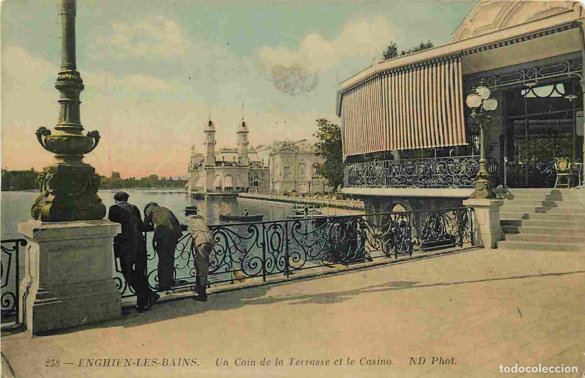 Postais: France - 95 - Enghien les Bains - Un Coin de la Terrasse et le Casino - Anim&eacute;e - Coloris&eacute;e - CPA - V