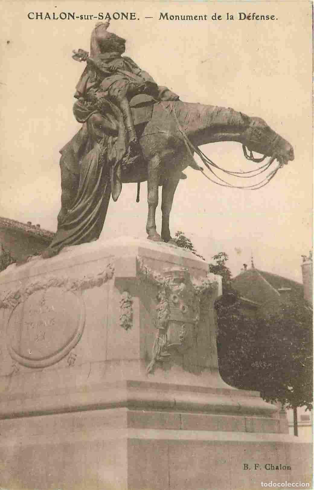 Postcards: France - 71 - Chalon sur Sa&ocirc;ne - Monument de la D&eacute;fense - Statue &eacute;questre - Cheval - CPA - Oblit&eacute;rat