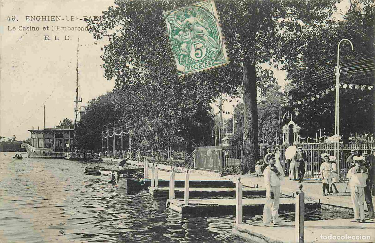 Postcards: France - 95 - Enghien les Bains - Le Casino et l'embarcad&egrave;re - Anim&eacute;e - CPA - Oblit&eacute;ration ronde de