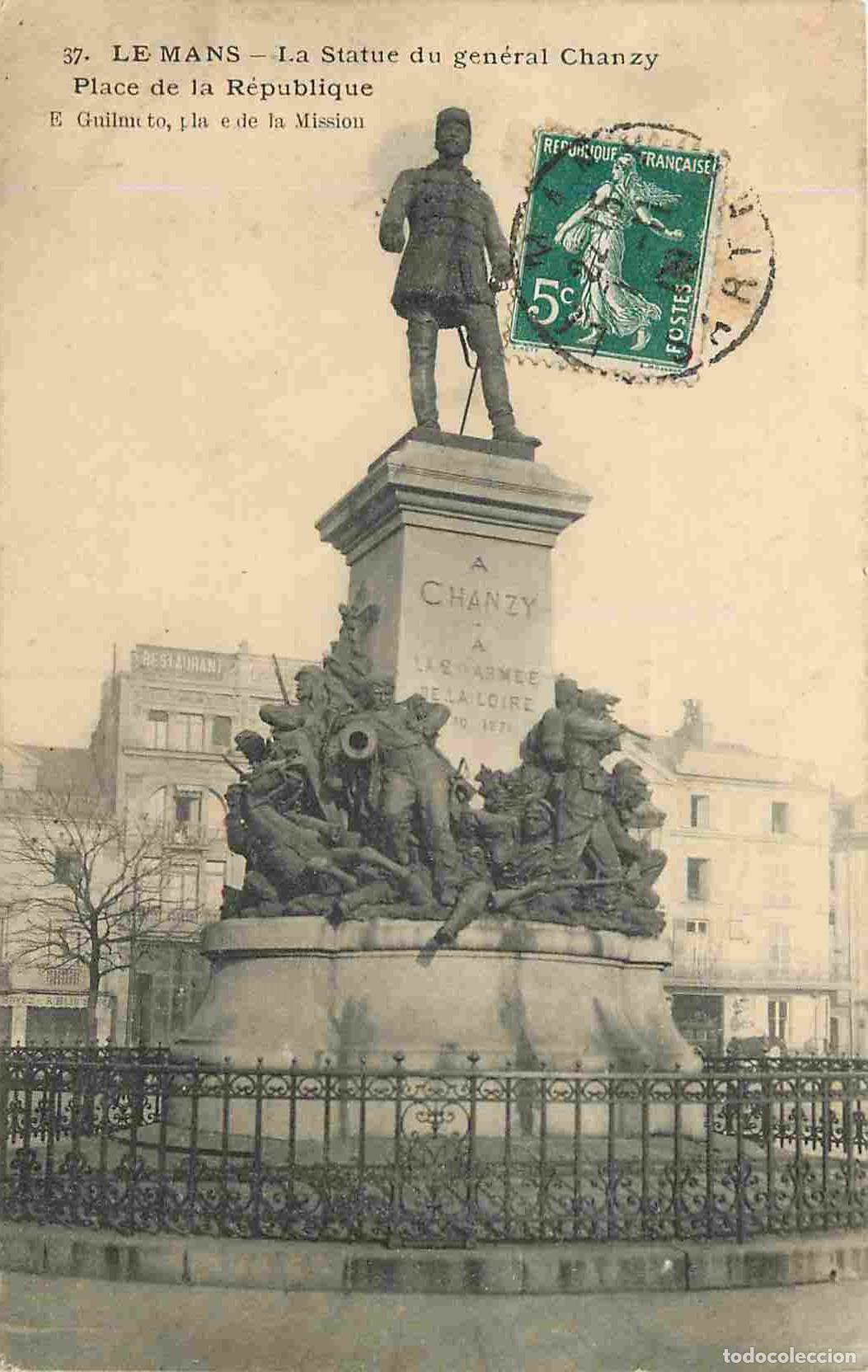 Postcards: France - 72 - Le Mans - Statue du g&eacute;n&eacute;ral Chanzy - Place de la R&eacute;publique - CPA - Oblit&eacute;ration ronde