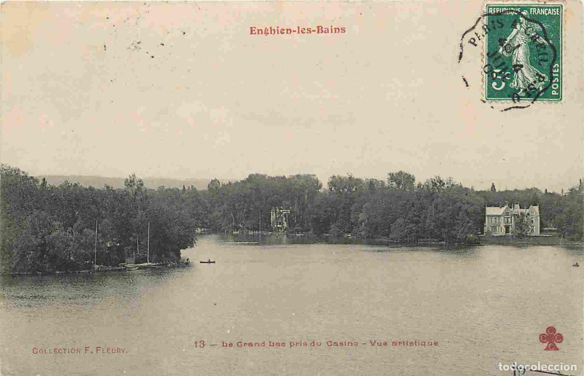 Postais: France - 95 - Enghien les Bains - Le grand lac pris du Casino - Vue artistique - CPA - Oblit&eacute;ration