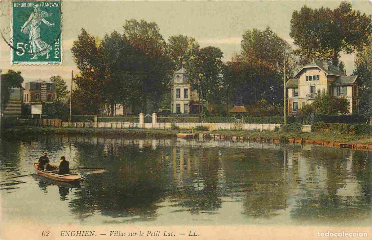 Postais: France - 95 - Enghien les Bains - Villas sur le Petit Lac - Anim&eacute;e - Coloris&eacute;e - Canotage - CPA - Ob