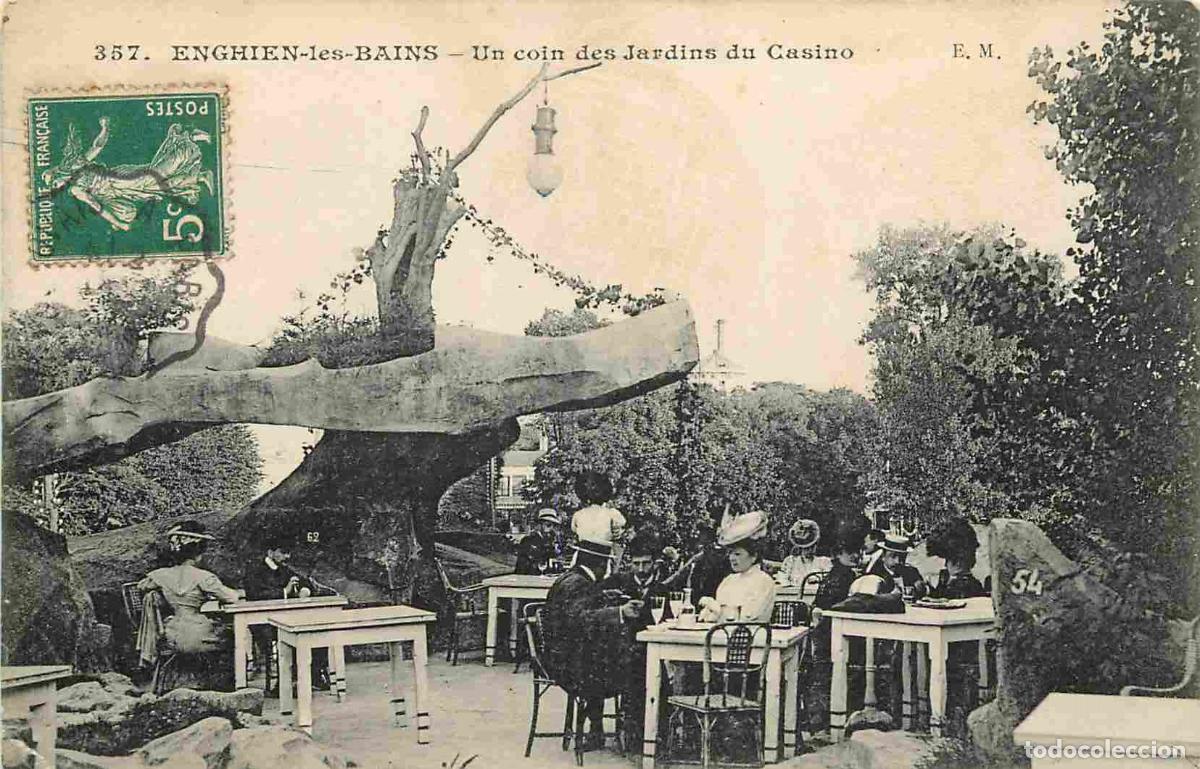 Postais: France - 95 - Enghien les Bains - Un coin des Jardins du Casino - Anim&eacute;e - CPA - Oblit&eacute;ration ronde