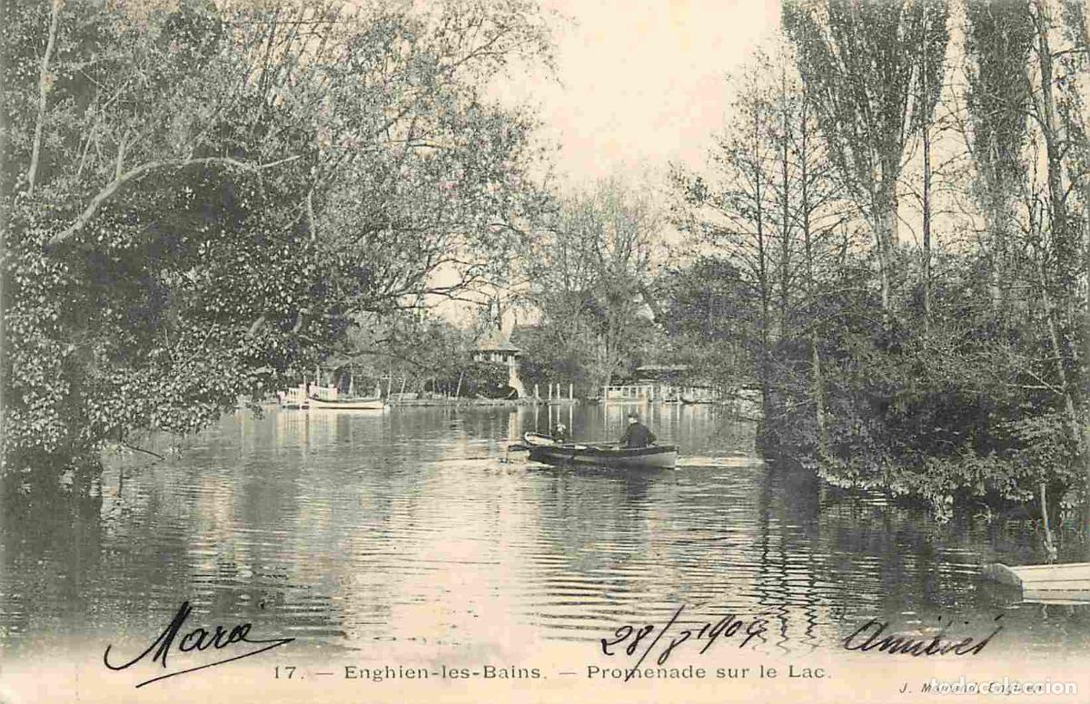 Postales: France - 95 - Enghien les Bains - Promenade sur le Lac - Anim&eacute;e - Canotage - CPA - Oblit&eacute;ration rond