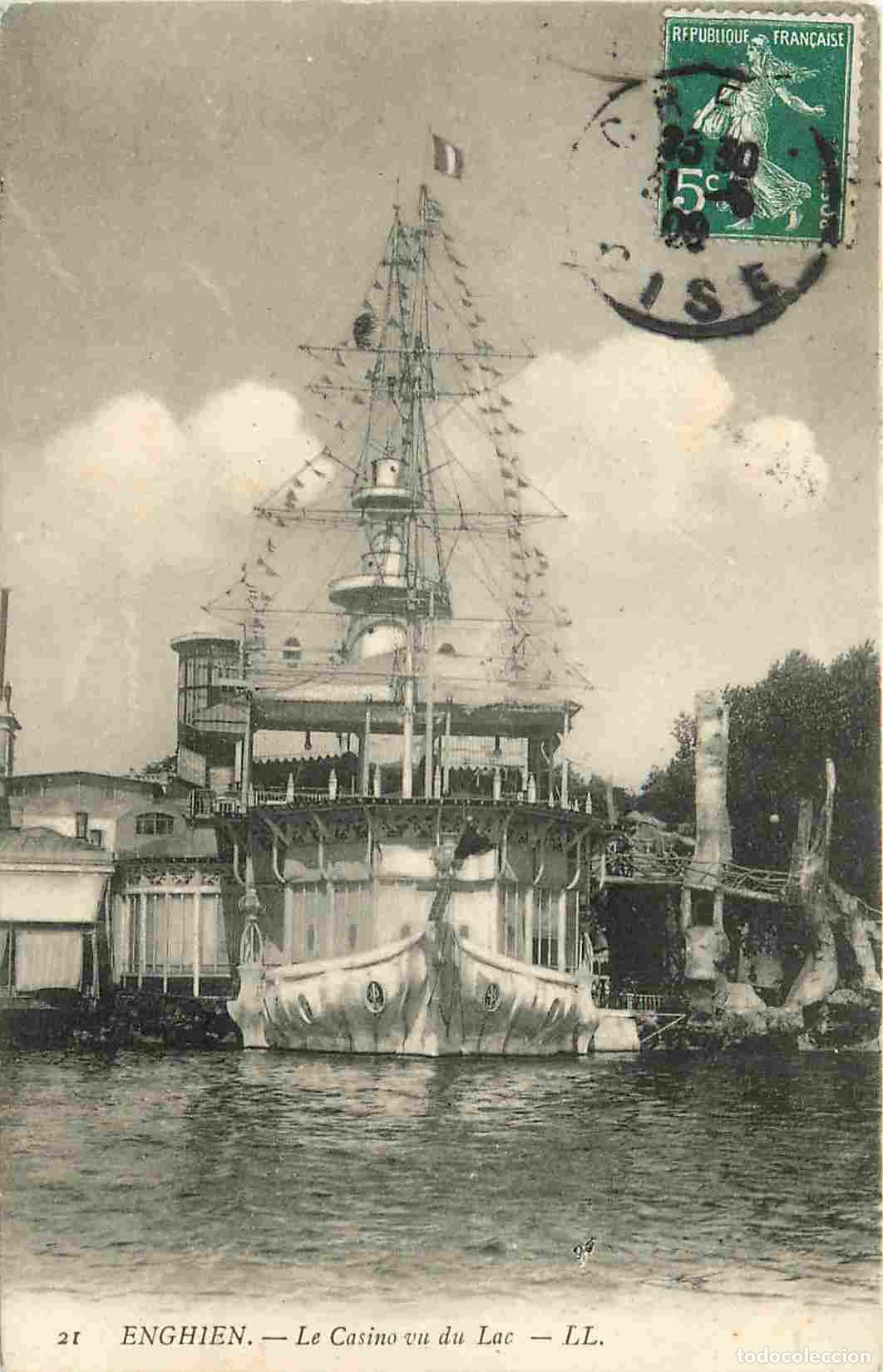 Postales: France - 95 - Enghien les Bains - Le Casino vu du Lac - CPA - Oblit&eacute;ration ronde de 1909 - Voir Scan
