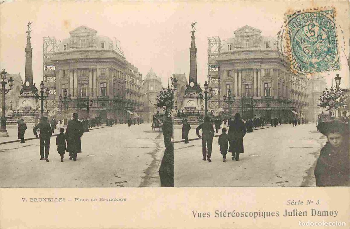 Cartes Postales: Belgique - Bruxelles - Brussels - Place de Brouckere - Vues St&eacute;r&eacute;oscopiques Julien Danoy - Anim&eacute;e -
