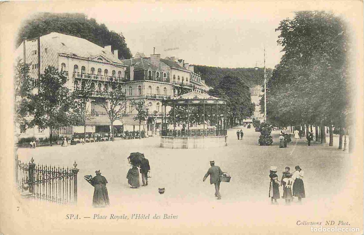 Cartes Postales: Pays - Belgique - Spa - Place Royale - l'H&ocirc;tel des Bains - Anim&eacute;e - Correspondance - CPA - Oblit&eacute;rat