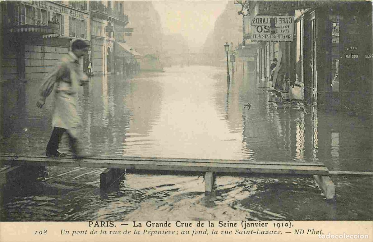 Postkarten: France - 75 - Paris - Crue de la Seine de Janvier 1910 - Un pont de la rue de la P&eacute;pini&egrave;re - au fond