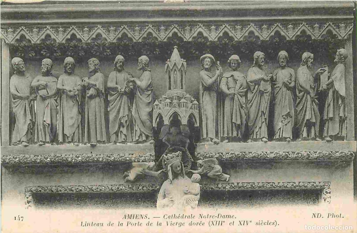 Postcards: France - 80 - Amiens - Cath&eacute;drale Notre Dame - Iinteau de la porte de la Vierqe dor&eacute;e - Art Religieu