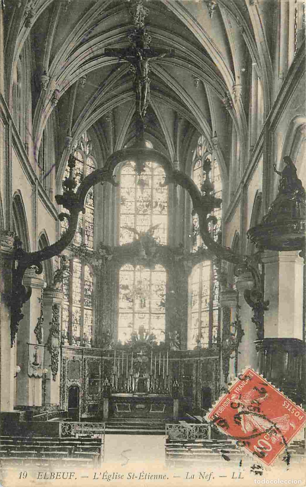 Postcards: France - 76 - Elbeuf - int&eacute;rieur de l'Eglise Saint Etienne - La Nef - Correspondance - CPA - Oblit&eacute;r