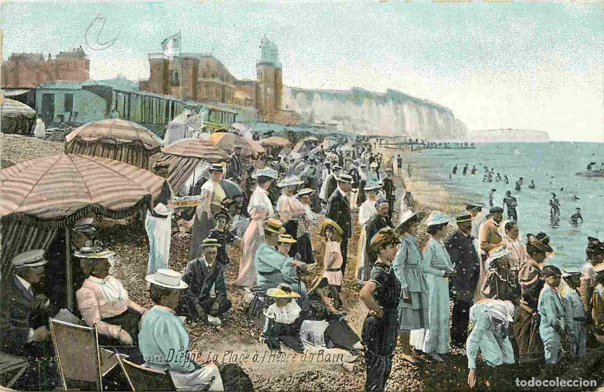Postcards: France - 76 - Dieppe - La Plage &agrave; l'heure du bain - Anim&eacute;e - Coloris&eacute;e - CPA - Voir Scans Recto-Vers