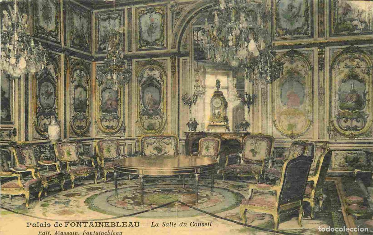 Cartes Postales: France - 77 - Fontainebleau - Palais de Fontainebleau - Salle du Conseil - Coloris&eacute;e - Correspondanc