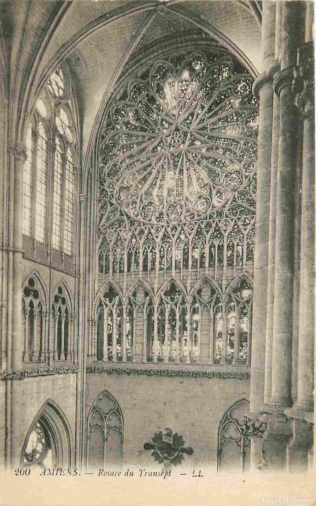 Postais: France - 80 - Amiens - int&eacute;rieur de la Cath&eacute;drale Notre Dame - Rosace du Transept - Art Vitraux Reli
