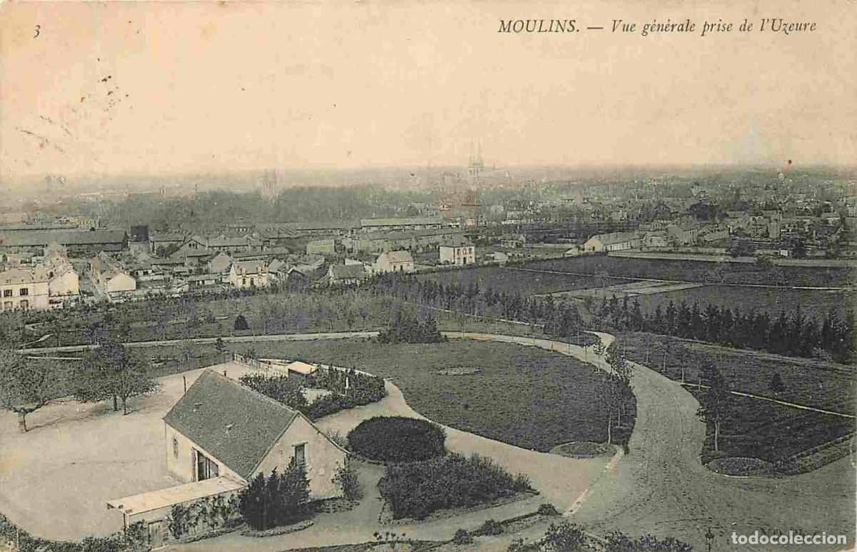Postais: France - 03 - Moulins - Vue g&eacute;n&eacute;rale prise de l'Uzeure - CPA - Oblit&eacute;ration ronde de 1908 - Voir Sca