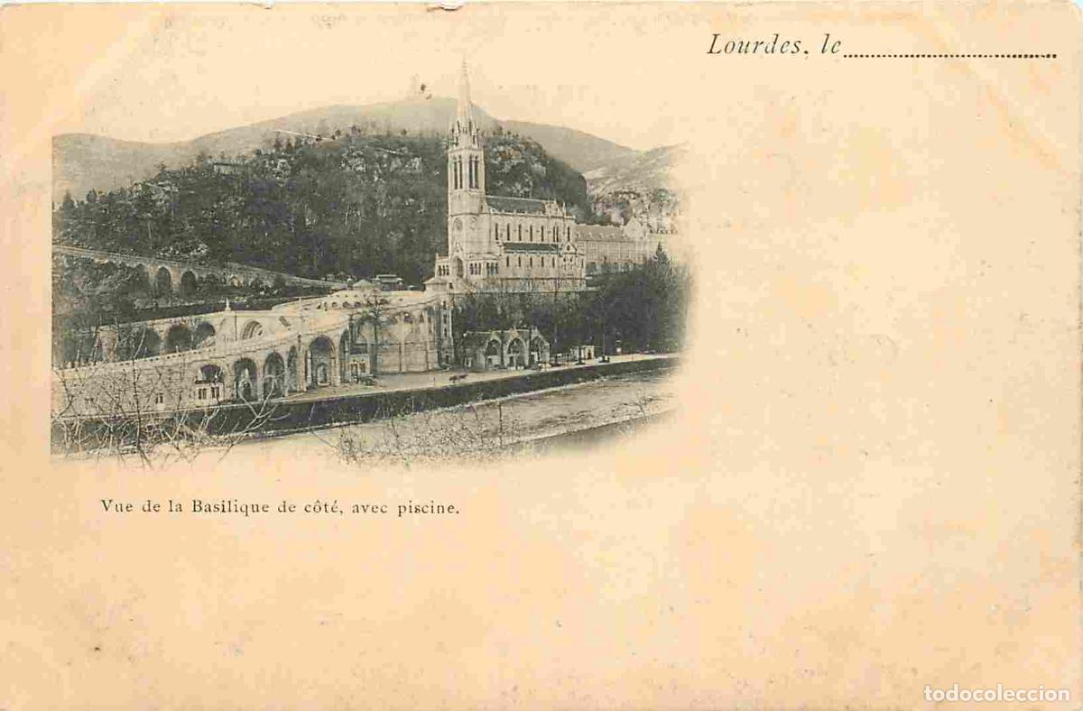 Postais: France - 65 - Lourdes - Vue de la Basilique de c&ocirc;t&eacute; avec piscine - Pr&eacute;curseur - CPA - Voir Scans Rec