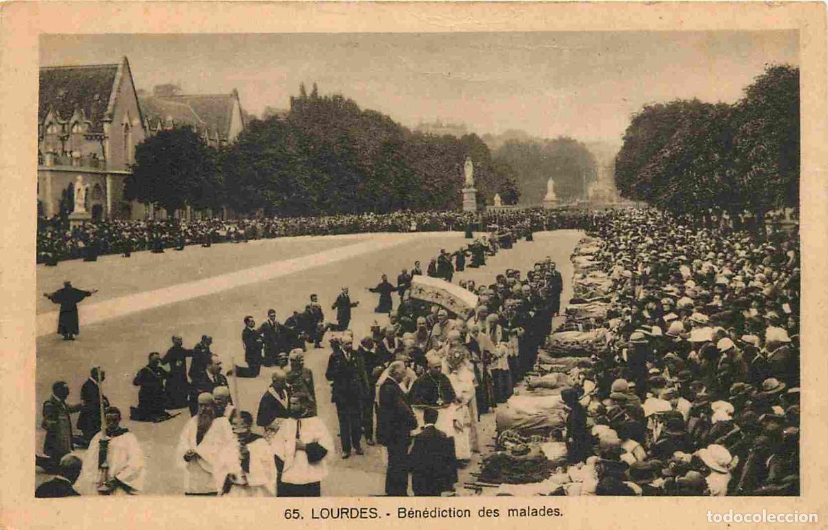 Postais: France - 65 - Lourdes - B&eacute;n&eacute;diction des malades - Anim&eacute;e - Correspondance - CPA - Voyag&eacute;e en 1935 -
