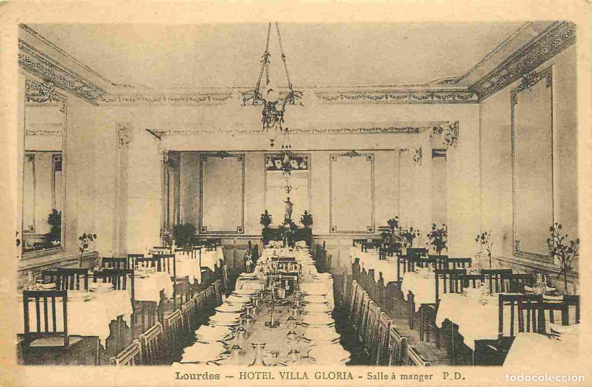 Postais: France - 65 - Lourdes - Hotel Villa Gloria - Salle &agrave; manger - CPA - Oblit&eacute;ration ronde de 1948 - Voi