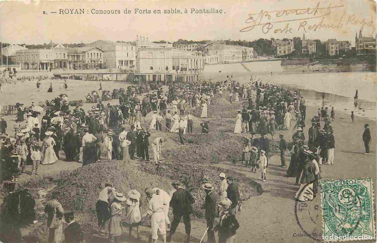 Postales: France - 17 - Royan - Concours de Forts en sable &agrave; Pontaillac - Anim&eacute;e - Pr&eacute;curseur - CPA - Oblit&eacute;ra