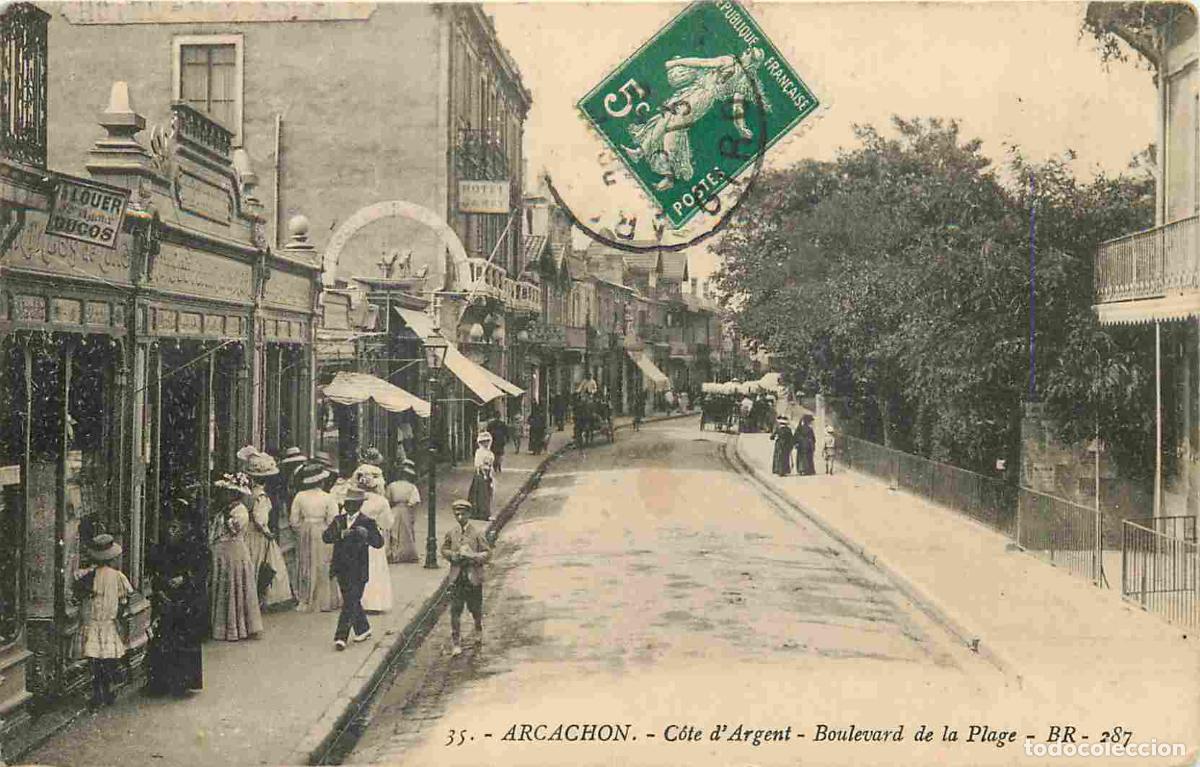 Postkarten: France - 33 - Arcachon - Boulevard de la Plage - Anim&eacute;e - CPA - Oblit&eacute;ration ronde de 1913 - Voir Sc