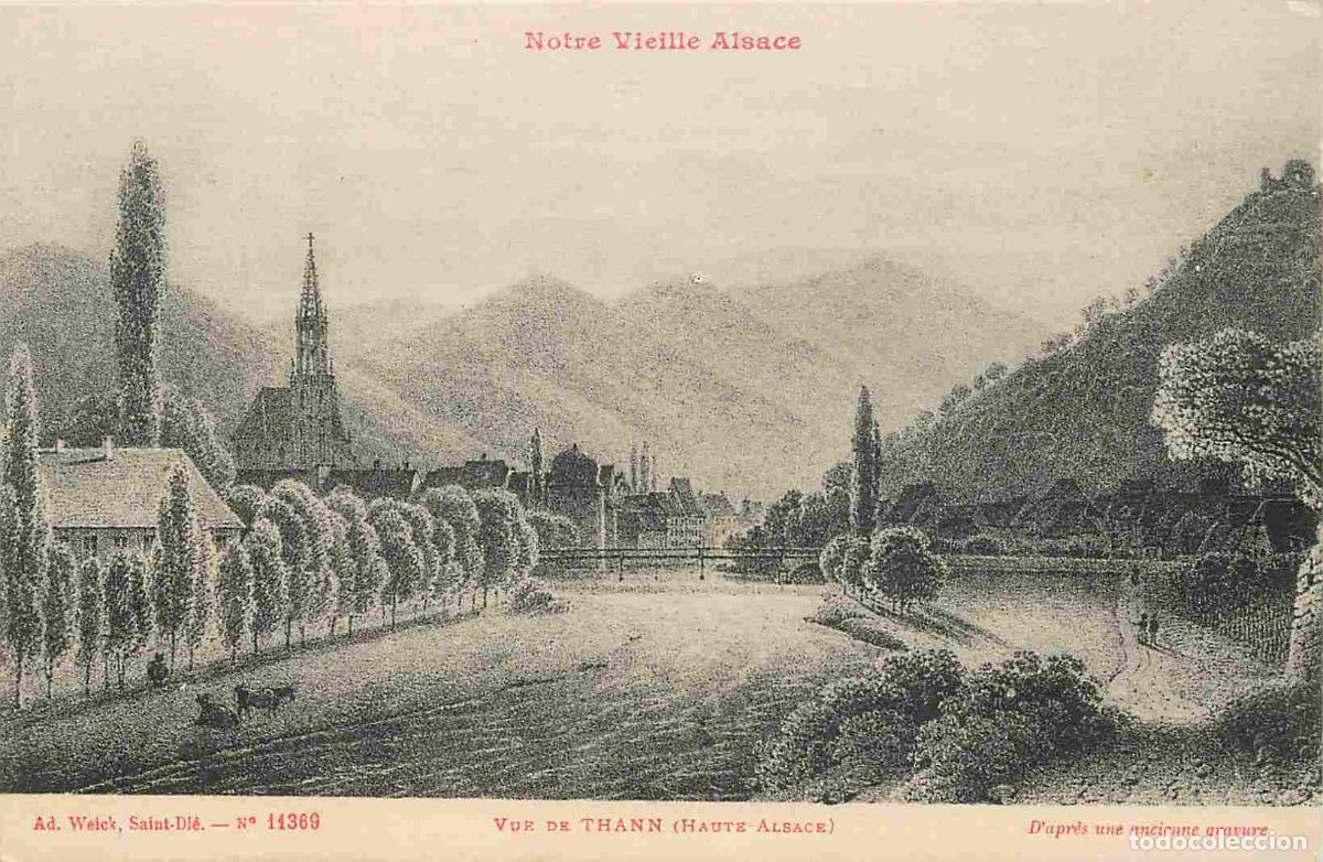 Postkarten: France - 68 - Thann - Notre vieille Alsace - D'apr&egrave;s une gravure d'&eacute;poque - Gravure Lithographie anc