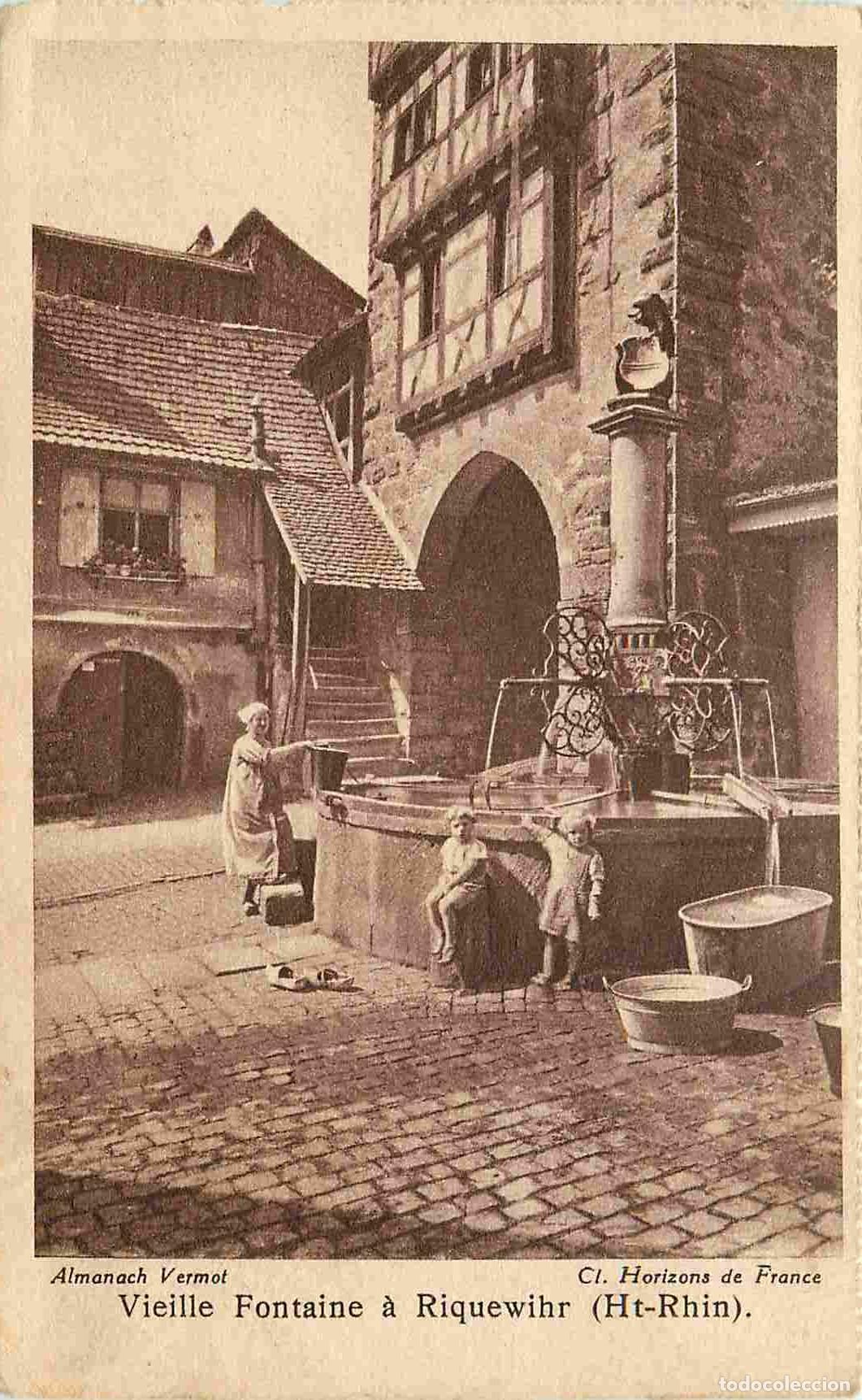 Postkarten: France - 68 - Riquewihr - Vieille Fontaine - Anim&eacute;e - CPA - Etat Carte provenant d'un Carnet - Carte