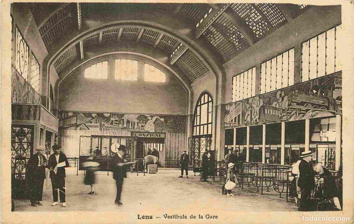 Cartoline: France - 62 - Lens - Vestibule de la Gare - Anim&eacute;e - Correspondance - CPA - Oblit&eacute;ration ronde de 19