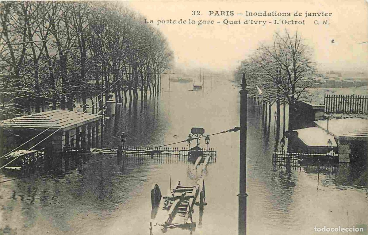 Postcards: France - 75 - Paris - Crue de la Seine et inondations de 1910 - La porte de la gare - Quai d'Ivry -