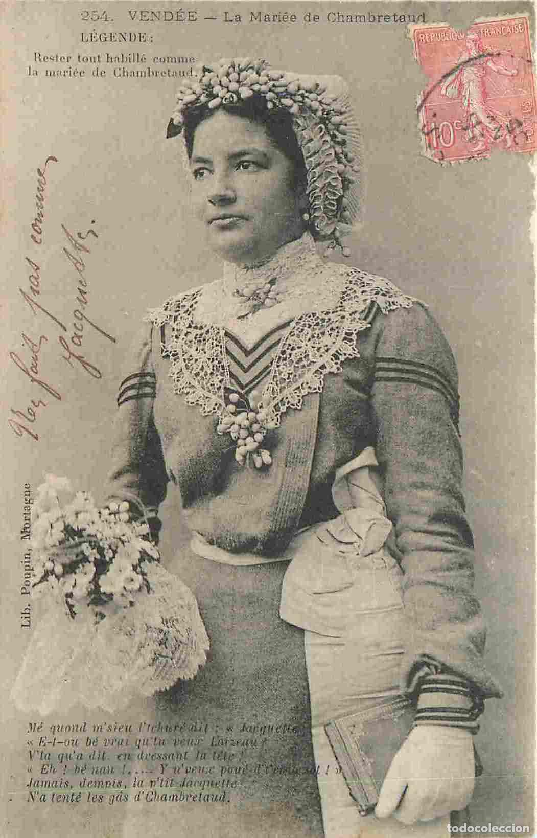 Postais: France - 85 - Chambretaud - Etude de Coiffes - La Mari&eacute;e de Chambretaud - Correspondance - Anim&eacute;e -