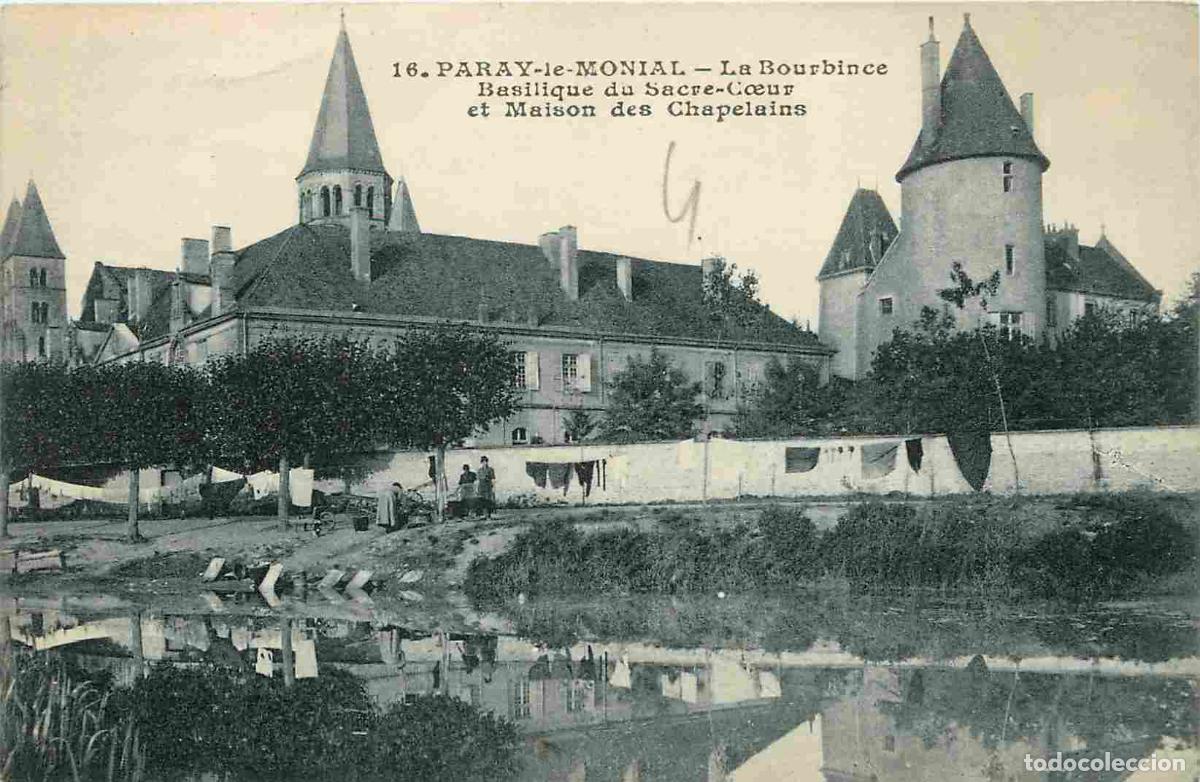 Postais: France - 71 - Paray le Monial - La Bourbince - Basilique du Sacr&eacute;-Coeur et Maison des Chapelains - A