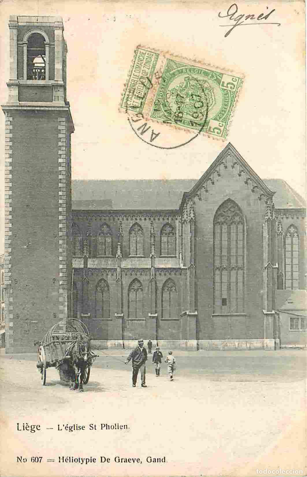 Postais: Pays - Belgique - Li&egrave;ge - Eglise Saint Pholien - Anim&eacute;e - Pr&eacute;curseur - CPA - Oblit&eacute;ration ronde de 1
