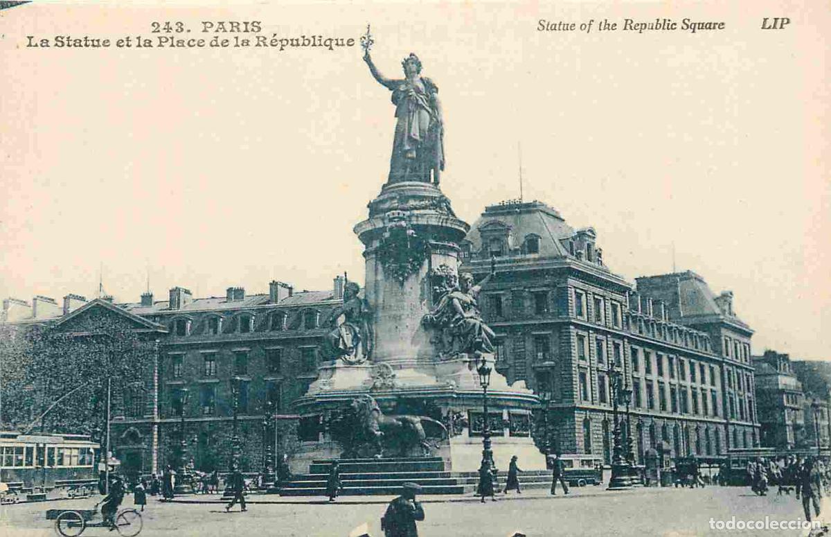 Postkarten: France - 75 - Paris - La Statue et la Place de la R&eacute;publique - Anim&eacute;e - triporteur - CPA - Voir Scan