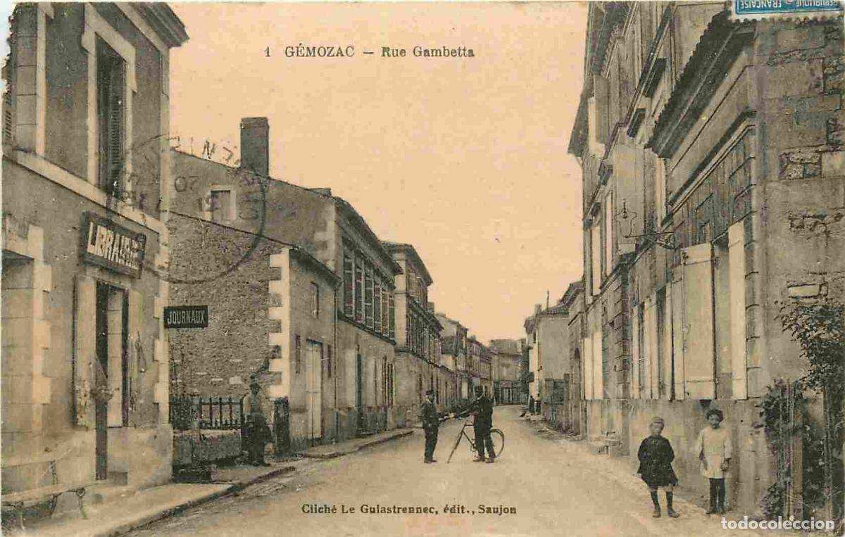 Postcards: France - 17 - G&eacute;mozac - Rue Gambetta - Anim&eacute;e - Correspondance - CPA - Oblit&eacute;ration ronde de 1920 -