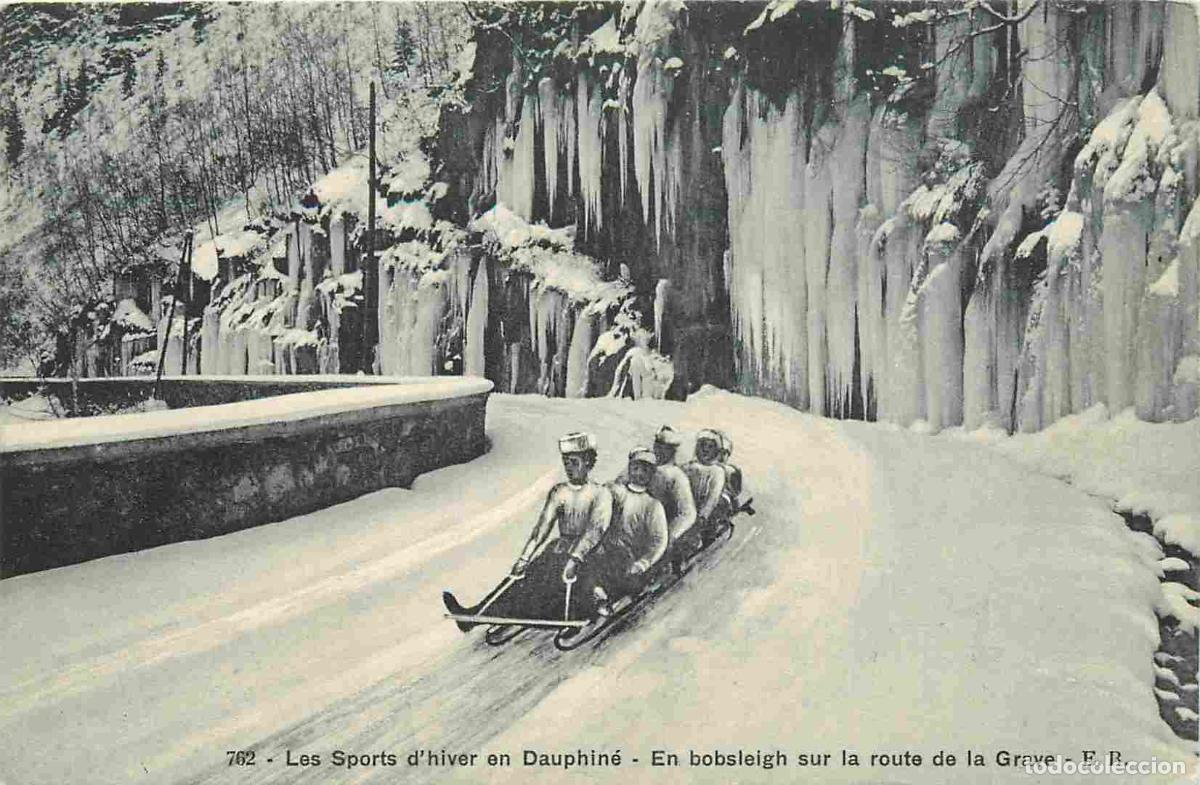 Postcards: France - 38 - Is&egrave;re - Les Sports d'hiver en Dauphin&eacute; - En bobsleigh sur la route de la Grave - CPA -