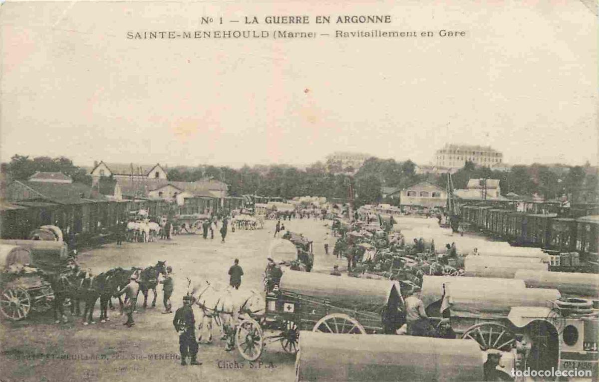 Cartoline: France - 51 - Sainte Menehould - La Guerre en Argonne - Ravitaillement en Gare - Anim&eacute;e - Croix Roug