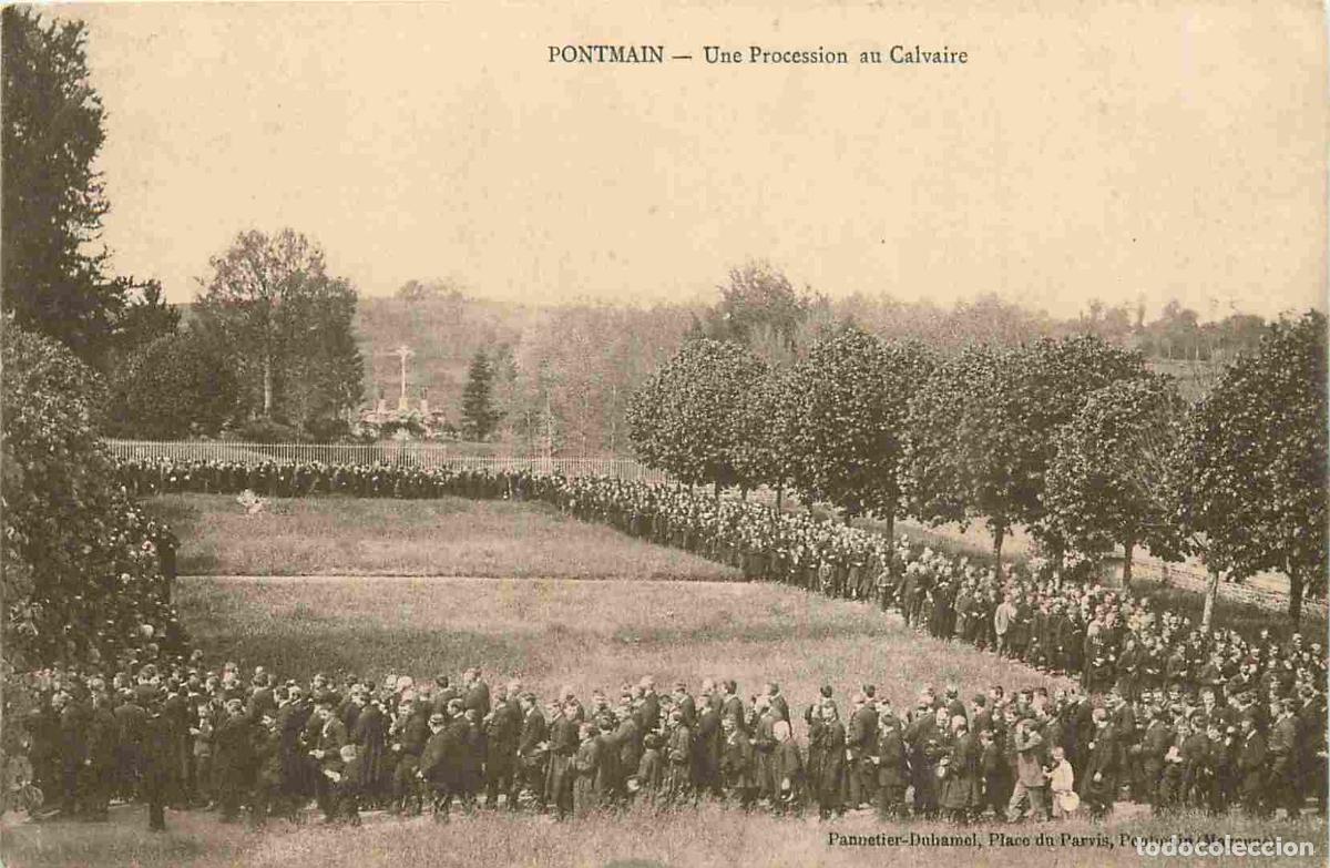 Cartes Postales: France - 53 - Pontmain - Une Procession au Calvaire - Anim&eacute;e - CPA - Voyag&eacute;e en 1916 - Voir Scans Re