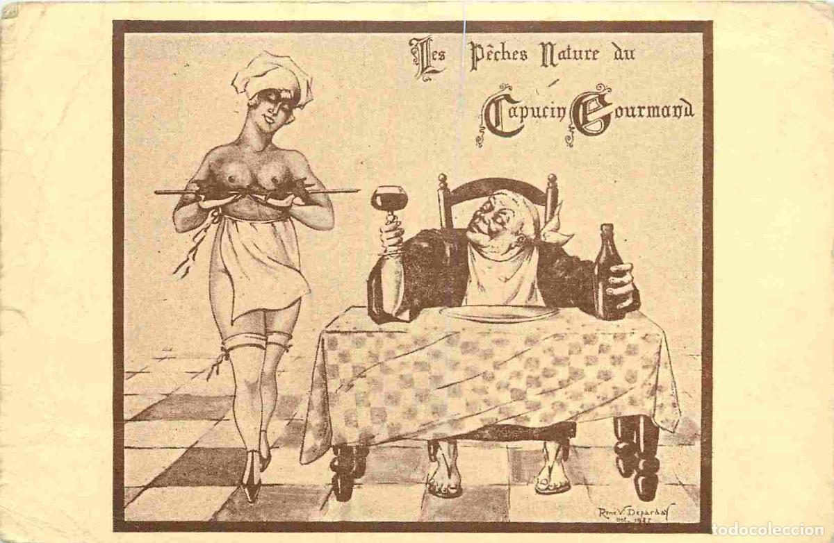 Postkarten: France - 54 - Nancy - Restaurant du Capucin Gourmand - Art illustration - Femme aux seins nus - CPA