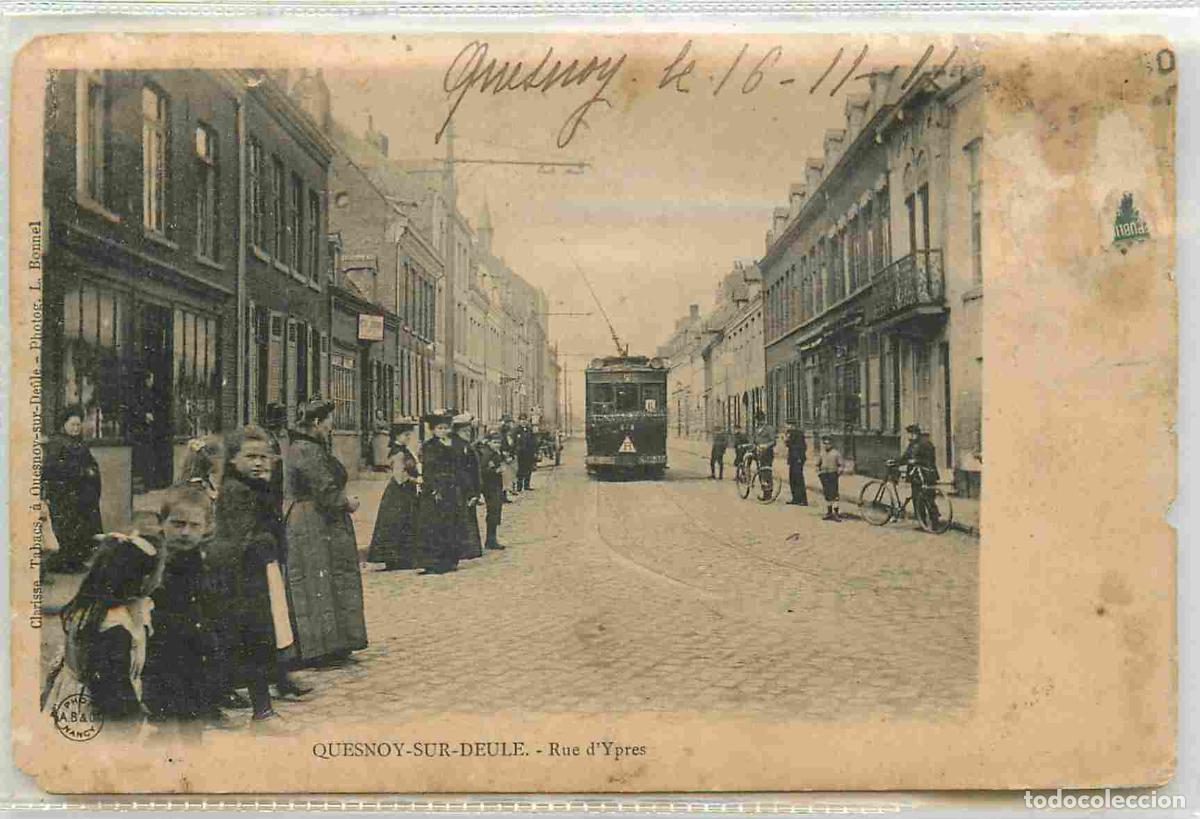 Postkarten: France - 59 - Quesnoy sur Deule - Rue d'Ypres - Anim&eacute;e - Tramway - CPA - Oblit&eacute;ration ronde de 1911