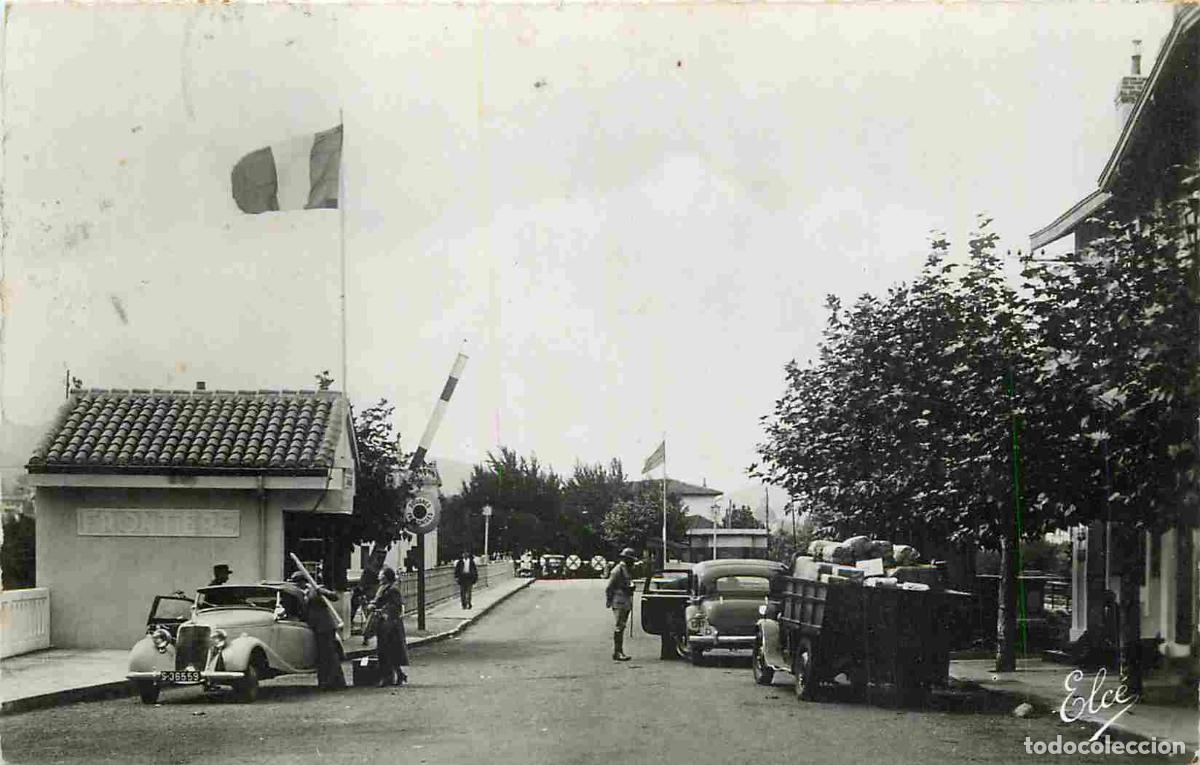 Postkarten: France - 64 - Hendaye - Le Pont international - Anim&eacute;e - Automobiles - Poste de Douanes - Carte Dent